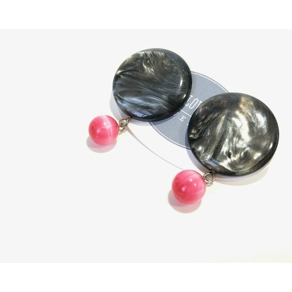 Disc Vintage Lucite Statement Earrings - Picture 2 of 8